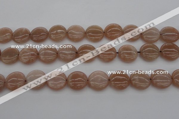 CMS959 15.5 inches 14mm flat round A grade moonstone beads