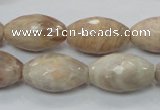 CMS96 15.5 inches 13*22mm faceted rice moonstone gemstone beads