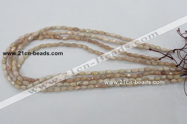 CMS99 15.5 inches 5*7mm faceted rice moonstone gemstone beads