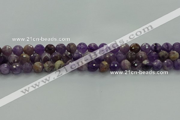 CNA1012 15.5 inches 8mm faceted round dogtooth amethyst beads