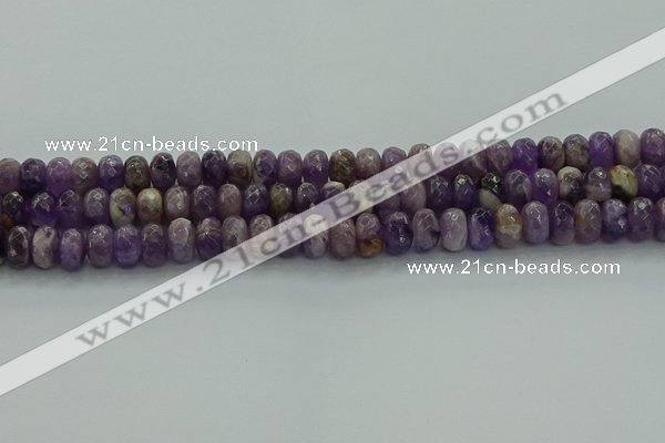 CNA1030 15.5 inches 6*10mm faceted rondelle dogtooth amethyst beads