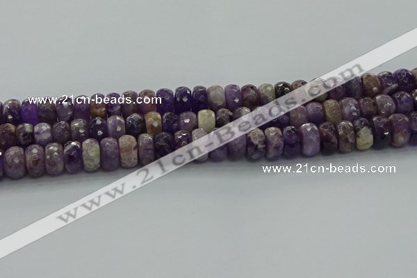 CNA1031 15.5 inches 7*12mm faceted rondelle dogtooth amethyst beads