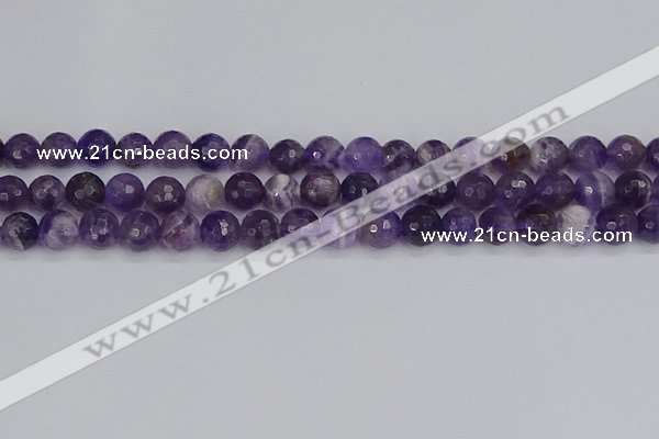 CNA1072 15.5 inches 8mm faceted round dogtooth amethyst beads