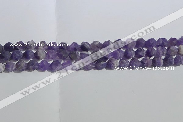 CNA1077 15.5 inches 8mm faceted nuggets matte dogtooth amethyst beads