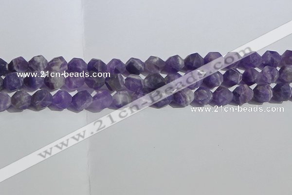 CNA1078 15.5 inches 10mm faceted nuggets matte dogtooth amethyst beads