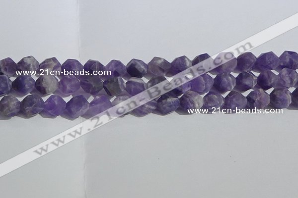 CNA1079 15.5 inches 12mm faceted nuggets matte dogtooth amethyst beads