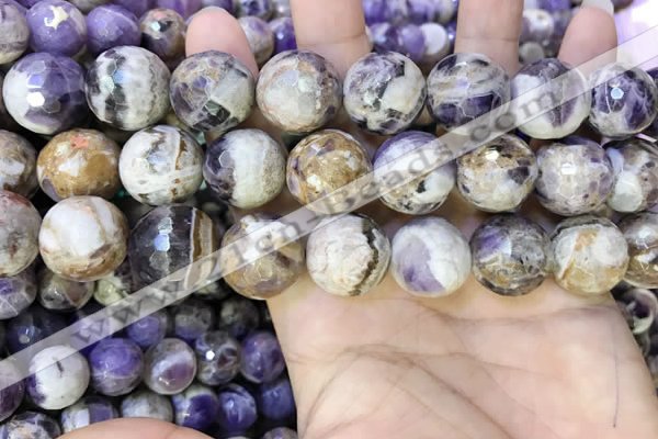 CNA1093 15.5 inches 18mm faceted round dogtooth amethyst beads