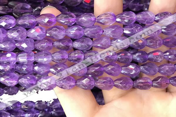 CNA1103 15.5 inches 7*10mm faceted teardrop amethyst gemstone beads