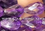 CNA1104 15.5 inches 8*12mm faceted teardrop amethyst gemstone beads