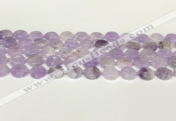 CNA1124 15.5 inches 12mm flat round natural lavender amethyst beads