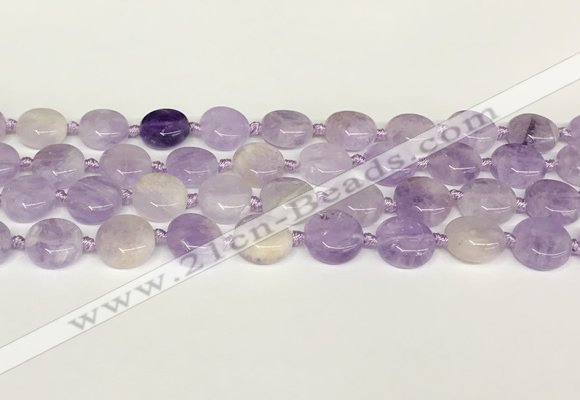 CNA1125 15.5 inches 14mm flat round natural lavender amethyst beads