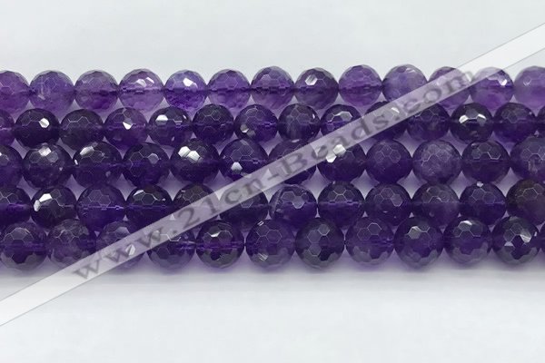 CNA1173 15.5 inches 10mm faceted round natural amethyst beads