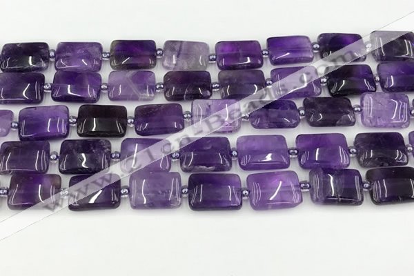 CNA1184 15.5 inches 10*14mm rectangle amethyst beads wholesale