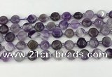 CNA1185 15.5 inches 10mm flat round amethyst beads wholesale