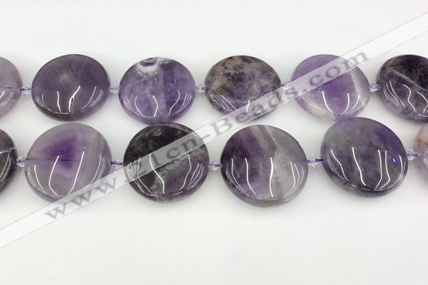 CNA1196 15.5 inches 40mm flat round amethyst beads wholesale