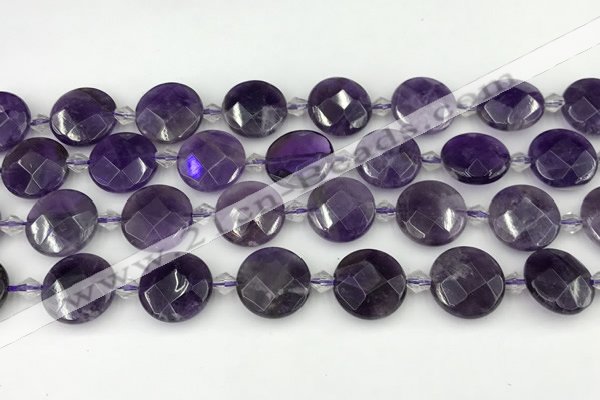 CNA1200 15.5 inches 16mm faceted coin amethyst beads wholesale