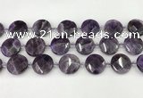 CNA1205 15.5 inches 20mm faceted coin amethyst gemstone beads