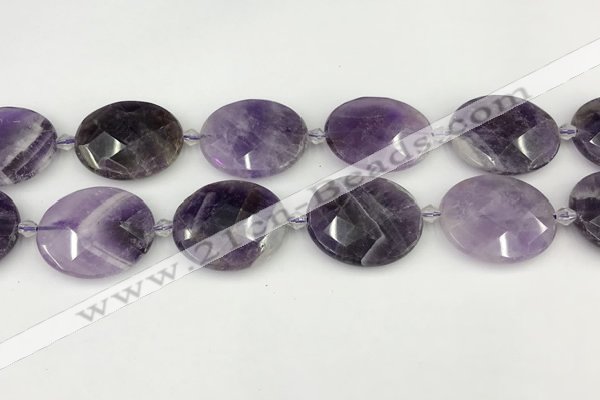 CNA1208 15.5 inches 25*30mm faceted oval amethyst gemstone beads