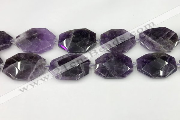 CNA1213 15.5 inches 25*35mm - 30*40mm faceted freefrom amethyst beads