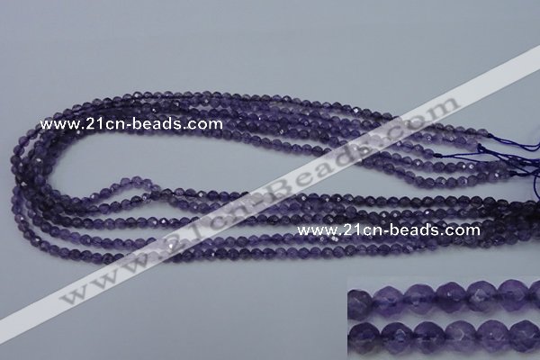 CNA250 15.5 inches 4mm faceted round natural amethyst beads