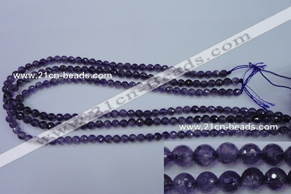 CNA251 15.5 inches 6mm faceted round natural amethyst beads