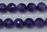 CNA254 15.5 inches 12mm faceted round natural amethyst beads