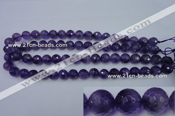 CNA254 15.5 inches 12mm faceted round natural amethyst beads