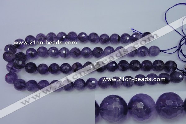 CNA255 15.5 inches 14mm faceted round natural amethyst beads