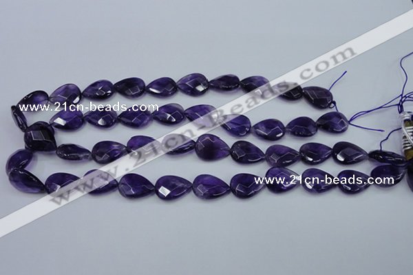 CNA262 15.5 inches 13*18mm faceted flat teardrop natural amethyst beads