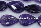 CNA264 15.5 inches 18*25mm faceted flat teardrop natural amethyst beads