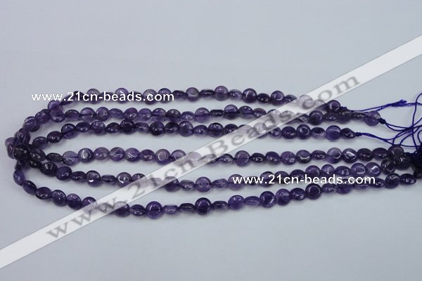 CNA266 15.5 inches 8mm flat round natural amethyst beads wholesale