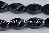 CNA293 15.5 inches 10*20mm twisted rice natural amethyst beads