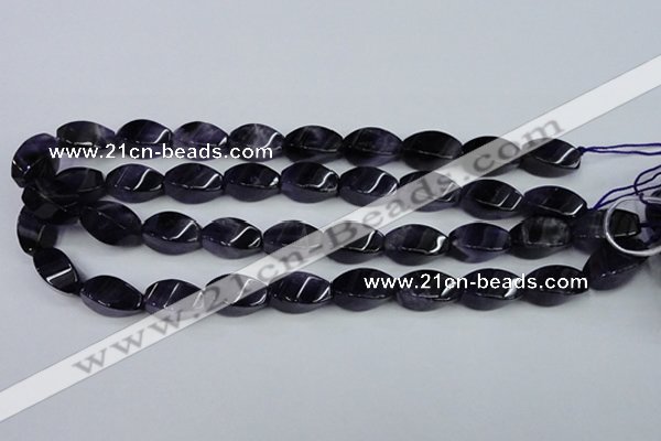 CNA293 15.5 inches 10*20mm twisted rice natural amethyst beads