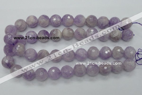 CNA314 15.5 inches 18mm faceted round natural lavender amethyst beads