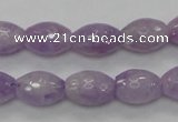 CNA315 15.5 inches 10*14mm faceted rice natural lavender amethyst beads