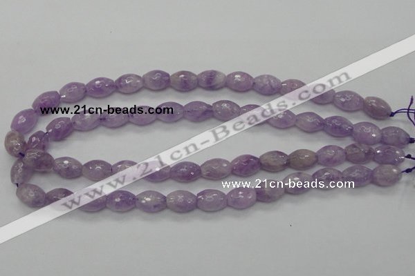 CNA315 15.5 inches 10*14mm faceted rice natural lavender amethyst beads