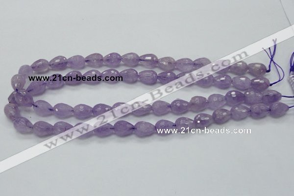 CNA317 15.5 inches 10*14mm faceted teardrop natural lavender amethyst beads