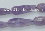 CNA320 15.5 inches 10*30mm faceted teardrop natural lavender amethyst beads