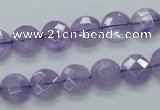 CNA321 15.5 inches 10mm faceted coin natural lavender amethyst beads