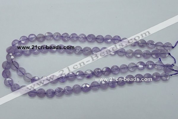 CNA321 15.5 inches 10mm faceted coin natural lavender amethyst beads