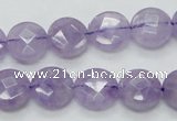 CNA322 15.5 inches 12mm faceted coin natural lavender amethyst beads