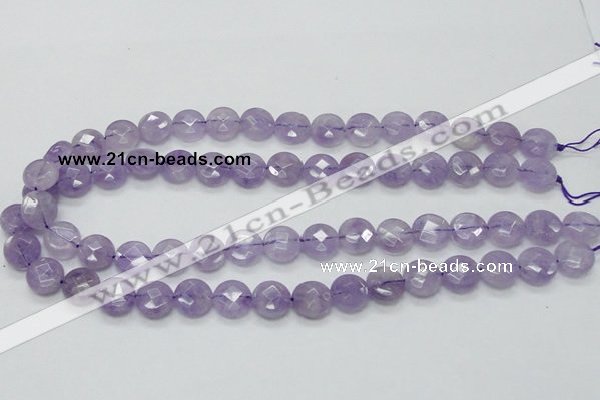 CNA322 15.5 inches 12mm faceted coin natural lavender amethyst beads