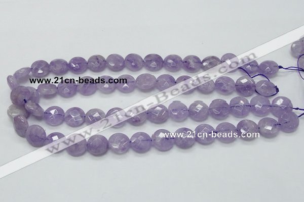 CNA323 15.5 inches 14mm faceted coin natural lavender amethyst beads