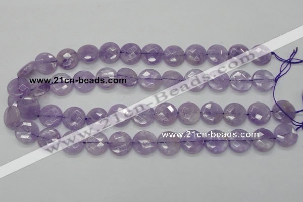 CNA324 15.5 inches 16mm faceted coin natural lavender amethyst beads