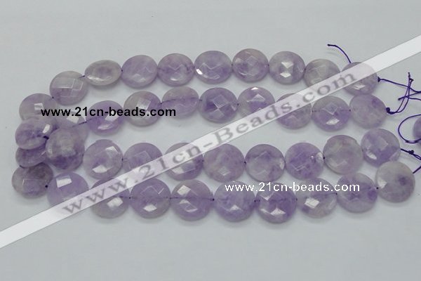 CNA325 15.5 inches 20mm faceted coin natural lavender amethyst beads