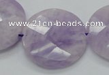 CNA326 15.5 inches 30mm faceted coin natural lavender amethyst beads