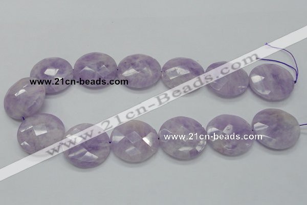 CNA326 15.5 inches 30mm faceted coin natural lavender amethyst beads