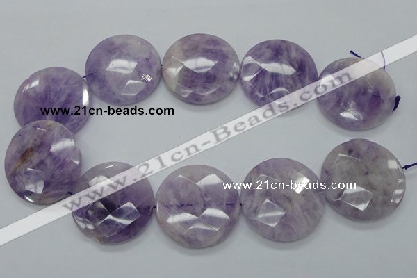 CNA327 15.5 inches 40mm faceted coin natural lavender amethyst beads