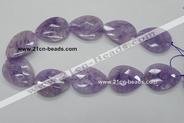 CNA338 30*40mm faceted teardrop natural lavender amethyst beads