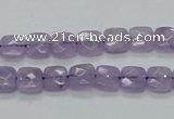 CNA339 15.5 inches 8*8mm faceted square natural lavender amethyst beads